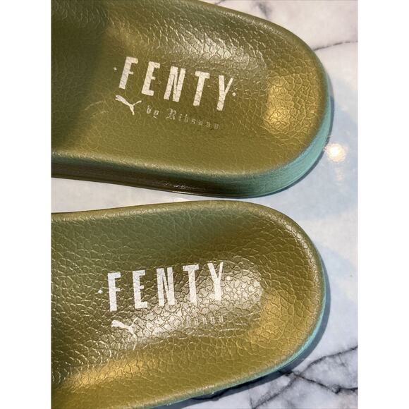Vntg Fenty Puma Olive Bow Slide Rihanna uk5 us 7 8 Slides Sandals green - Picture 5 of 9